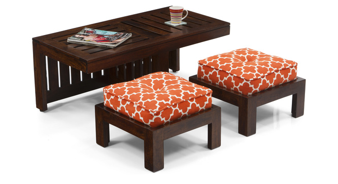 Caffino Coffee Table Set(Walnut&Morocco Lattice Rust)